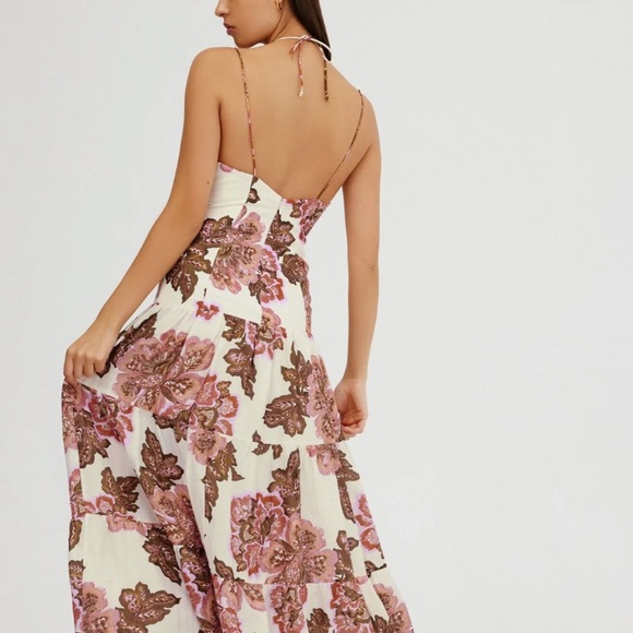 Significant Other Maizie Linen Blend Halter Maxi Floral Print Dress Size US 8 - Picture 4 of 10